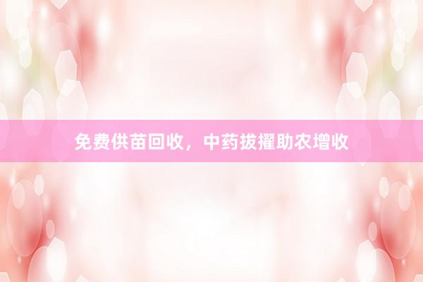 免费供苗回收，中药拔擢助农增收